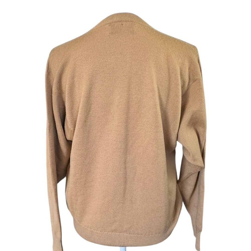 Ballantyne Scotland tan gold button wool Cardigan Sweater 40 M/L - Picture 3 of 13